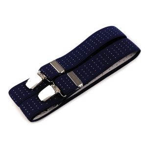 Šle pánské, délka 125cm, šíře 3cm, tvar X, tmavě modré s bílými tečkami, 650255/39