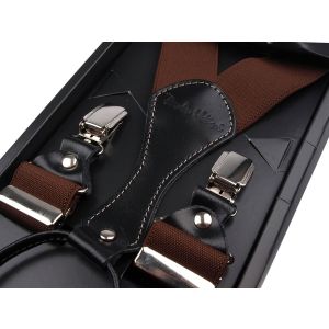 Šle pánské PAOLO UDINI / 22, délka 110cm, šíře 3,5cm, tvar Y, tmavě hnědé