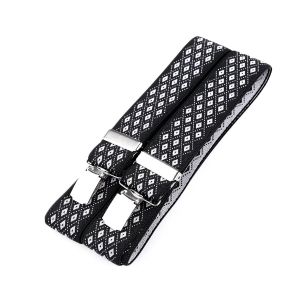 Šle pánské, délka 120cm, šíře 3,5cm, tvar Y, černo-bílé drobné kosočtverce, 650354/01