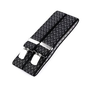 Šle pánské, délka 120cm, šíře 3,5cm, tvar Y, černo-bílé drobné, tečkované kosočtverce, 650354/02