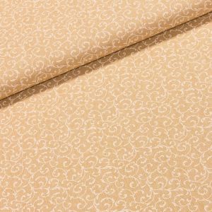 Směsové plátno CAIRO 01-07, popínavé lístky na béžové, š.140cm (látka v metráži)