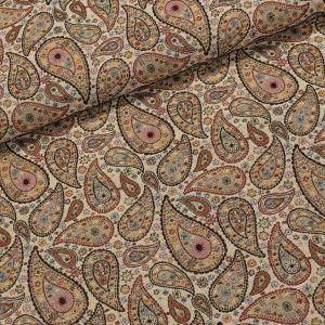 Směsové plátno (gobelín) TEMATIK HINDU 10 kašmírový vzor, béžová, š.140cm (látka v metráži)