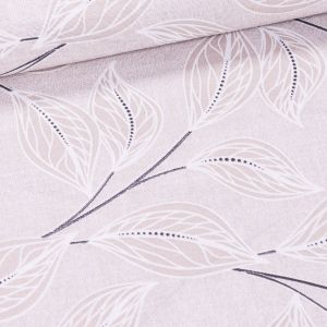 Směsové plátno NATE BÉŽOVÁ, listy, š.140cm (látka v metráži)