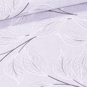 Směsové plátno NATE ŠEDÁ, listy, š.140cm (látka v metráži)