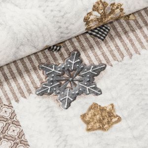 Směsové plátno vánoční VADA BÉŽOVÁ, vánoční motiv na pletenině, š.140cm (látka v metráži)