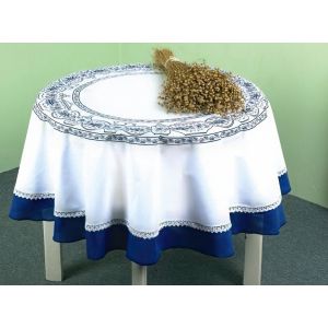 Kuchyňský ubrus CIBULÁK, modrobílý, průměr 140cm (kruh) 