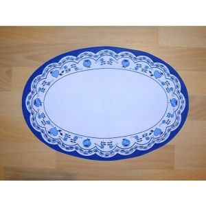 Kuchyňský ubrus / prostírka CIBULÁK, modrobílý, 42x85cm (ovál) 