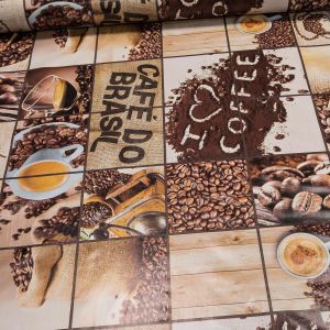 Ubrus PVC s textilním podkladem 726 cafe brasil, hnědá, š.140cm (metráž)