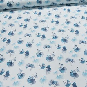 Ubrus PVC s textilním podkladem 7744020 modré ginko, š.140cm (metráž)