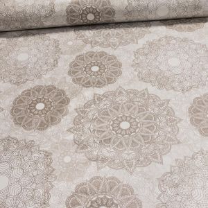 Ubrus PVC s textilním podkladem 14Q/01 béžové mandaly, š.140cm (metráž)