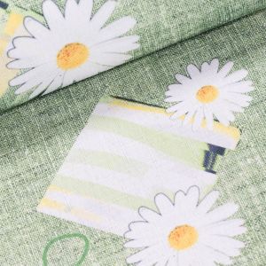 Ubrusovina / štola teflonová úprava, 17R1028-107, kopretiny na zelené, š.38cm (metráž)