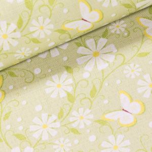 Ubrusovina / štola teflonová úprava, JARNÍ VZOR, květiny na zelené, š.38cm (metráž)