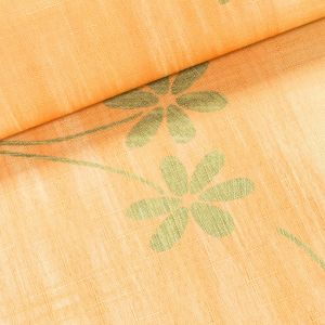 Ubrusovina / štola teflonová úprava, 17R1190-103, oranžovo-žlutá, zelené květy, š.38cm (metráž)