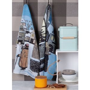 Utěrky JOSEF LADA LADOVSKÁ ZIMA, modrá, 2 kusy 50x64cm