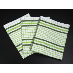 Kuchyňské utěrky EGYPTSKÁ BAVLNA 15, zelené káro/proužek, 3 kusy, 50x70cm
