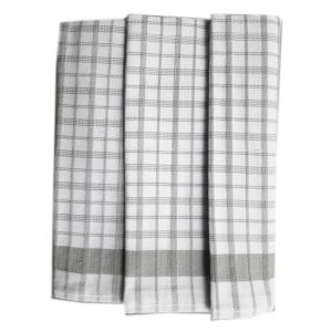 Kuchyňské utěrky EGYPTSKÁ BAVLNA 47, šedo-bílé káro s pruhem, 3 kusy, 50x70cm