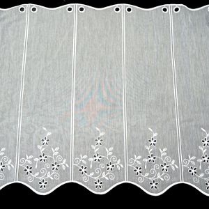 Voálová vitrážová záclona ANIKA vyšívané květy, bílá (více výšek, v metráži)