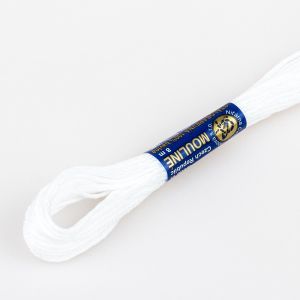 Vyšívací příze MOULINE / MULINKA 0010 bílá, jednobarevná, 2g/8m
