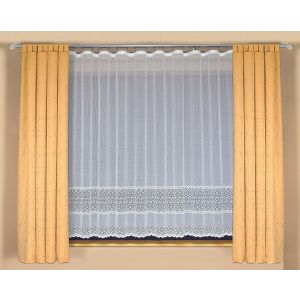 Žakárová záclona A3891 drobné vlnky, s bordurou, bílá (více výšek, v metráži)