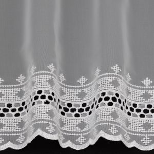 Vitrážová záclona voálová 16723 výšivka ornament, bílá (více výšek, v metráži)