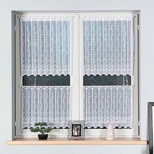 Žakarová vitrážová záclona 352800 květinový vzor, bílá (více výšek, v metráži)