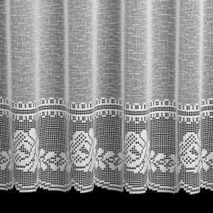 Žakárová vitrážová záclona 58600, květinový vzor, s bordurou, bílá, (více výšek, v metráži)