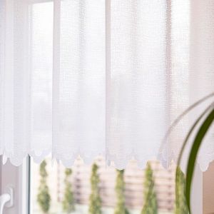 Žakárová vitrážová záclona ALICE 361910, žíhaná, bílá, (více výšek, v metráži)