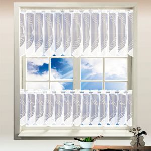 Žakárová vitrážová záclona ELENA, vlnky, bílá (více výšek, v metráži)