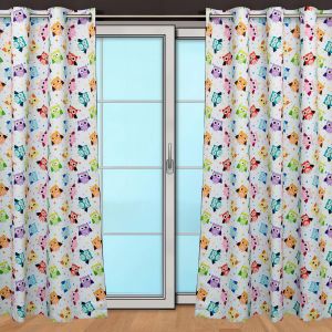 Zatemňovací / termoizolační závěs, dětský blackout 10027/01 SOVY na bílé, šířka 150cm (látka v metráži)