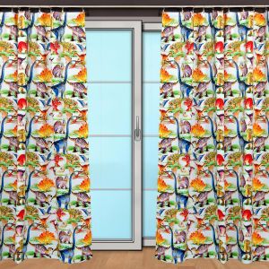 Zatemňovací / termoizolační závěs, dětský blackout 10004/08 KRESLENÍ DINOSAUŘI, šířka 150cm (látka v metráži)